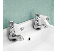 Nes Home Imperior Traditional Bathroom Hot & Cold Twin Basin Taps