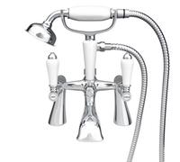 Nes Home Imperior Traditional Chrome Deck Mounted Bath Shower Mixer Tap With Handheld Kit