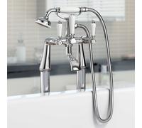 Nes Home Imperior Traditional Freestanding Bath Shower Mixer Tap With Handheld Kit in Silver Nes Home Silver