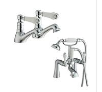 Nes Home | Imperior Traditional Victorian Twin Basin Tap Pair + Bath Filler Shower Mixer