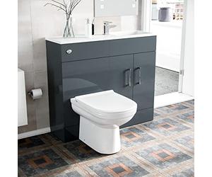 Nes Home James 1000mm Freestanding Grey MDF Slimline Vanity, Basin, WC Unit & BTW Toilet