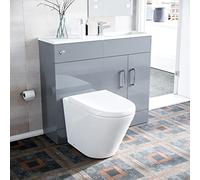 Nes Home James 1000mm Freestanding Grey Slimline Vanity Basin WC Unit BTW Toilet
