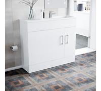 Nes Home James 1000mm White Freestanding Slimline Vanity Cabinet & White Resin Basin