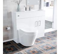 Nes Home James 1000mm White Slimline Vanity, Basin WC Unit BTW Rimless Toilet
