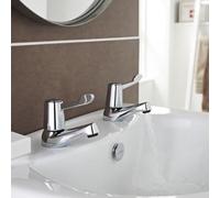 Nes Home Jims Twin Contract Basin Pillar Taps Chrome Quarter Turn Commercial