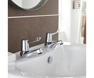 Nes Home Jims Twin Contract Basin Pillar Taps Chrome Quarter Turn Commercial