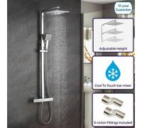 Nes Home Judeth Bathroom Thermostatic Exposed Shower Mixer Twin Head Cool Touch Bar Set