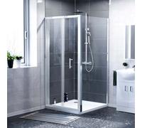 Nes Home Jupiter 1000mm Chrome Framed Shower Bi-Fold Door, 760mm Side Panel Enclosure & Tray