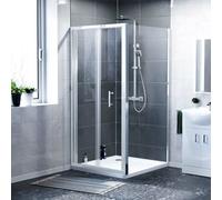Nes Home Jupiter 760mm Chrome Framed Shower Bi-Fold Door, 760mm Side Panel Enclosure & Tray