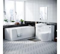 Nes Home Kelly 550mm White Basin Vanity Cabinet With Wc, Btw Toilet & Acrylic Bath Suite