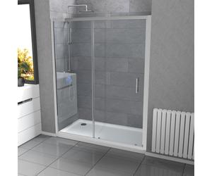 Nes Home Keni Slider Door 6mm Clear Glass 1600mm x 1850mm Chrome