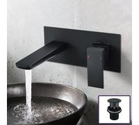 Nes Home Keninton Wall Mounted Basin Mixer Black Matt Tap And Waste