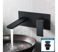 Nes Home Keninton Wall Mounted Basin Mixer Black Matt Tap & Waste Nes Home Black