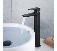 Nes Home Kenson Bathroom Luxury Black Matt Basin Sink Mixer Modern Tall Tap With Waste Nes Home Black