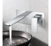 Nes Home Kenson Bathroom Wall Mounted Basin Sink Mixer Single Lever Modern Chrome Tap in Silver Nes Home Silver