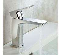 Nes Home Kenson Luxury Modern Bathroom Basin Sink Mono Mixer Single Lever Tap & Waste in Silver Nes Home Silver