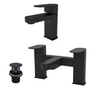 Nes Home Kevon Mono Basin Mixer, Bath Filler & Waste Matte Black