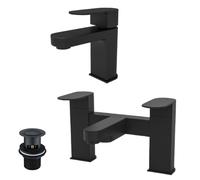 Nes Home Kevon Mono Basin Mixer, Bath Filler & Waste Matte Black Nes Home Black