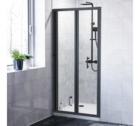 Nes Home Kim 760 Matte Black Walk In Bi Folding Shower Tempered Glass Door Screen Panel
