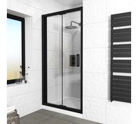 Kim 900 Matte Black Walk in Bi Folding Shower Tempered Glass Door Screen Panel
