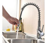 Nes Home Kitchen Chrome Basin Sink Pull Out Mono Mixer Faucet Tap in Silver Nes Home Silver