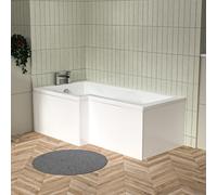 Nes Home L Shaped Left Hand 1500mm Curved Shower Bath Acrylic