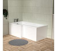 Nes Home L Shaped Left Hand 1500mm Curved Shower Bath Acrylic