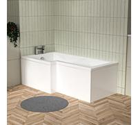Nes Home L Shaped Left Hand 1500mm Curved Shower Bath Acrylic