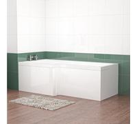 Nes Home L Shaped Lh 1800mm Curved Shower Bath Acrylic & Front Panel