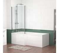 Nes Home L Shaped LH 1800mm Curved Shower Bath Acrylic Front Panel & Screen