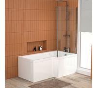 Nes Home L Shaped Rh 1500mm Curved Shower Bath Acrylic Front Panel & Screen