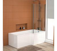 Nes Home L Shaped RH 1600mm Curved Shower Bath Acrylic Front Panel & Screen