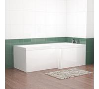 Nes Home L Shaped Right Hand 1800mm Curved Shower Bath Acrylic