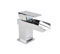 Nes Home Laura Deck Mounted Waterfall Cloakroom Basin Brass Mono Mixer Tap Chrome in Silver Nes Home Silver