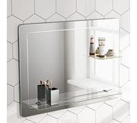 Nes Home Lawrence 800 x 600 Round Corner Mirror with Double Glass Shelf