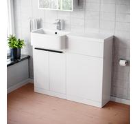 Nes Home Left Hand Basin Vanity Unit with Black Handles & WC Unit