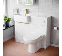 Nes Home LH Vanity Unit Brushed Brass Handles WC Unit Tap, Toilet