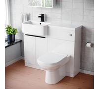 Nes Home Left Hand Black Handles Basin Vanity Unit With Tap, Wc Unit & Toilet
