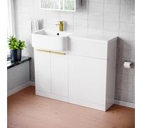 Nes Home Left Hand Brushed Brass Handles Vanity Unit With Tap WC Unit