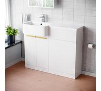Nes Home Left Hand Basin Vanity Unit Brushed Brass handles & WC Unit