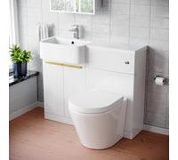 Nes Home LH Vanity & WC Unit, Brushed Brass Handles & Rimless Toilet