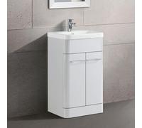 Nes Home Lex 500mm Freestanding Bathroom Vanity Unit Ceramic Basin Cabinet Gloss White