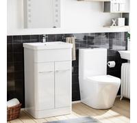 Nes Home Lex 500mm Vanity Basin Unit & Rimless Close Coupled Toilet White