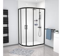 Nes Home LH 1200 x 800 Black Offset Quadrant Shower Enclosure & Tray