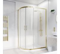 Nes Home Lh 1200 X 800mm Offset Brushed Brass Framed Quadrant Shower Enclosure & Tray