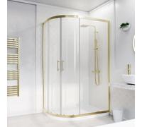 Nes Home Lh 1200 X 900mm Offset Brushed Brass Framed Quadrant Shower Enclosure & Tray