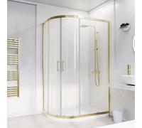 Nes Home LH 1200 x 900mm Offset Quadrant Shower Enclosure Brushed Brass & Tray