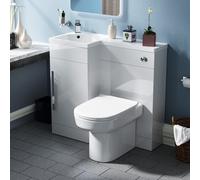 Nes Home LH 900mm Vanity Basin Unit, WC Unit & Chem Back to Wall Toilet White