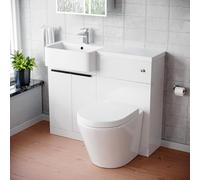 Nes Home LH Basin Vanity Unit, with Black Handles, WC Unit & Rimless Toilet