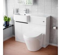 Nes Home LH Vanity Unit, With Black Handles, WC Unit & Rimless Toilet